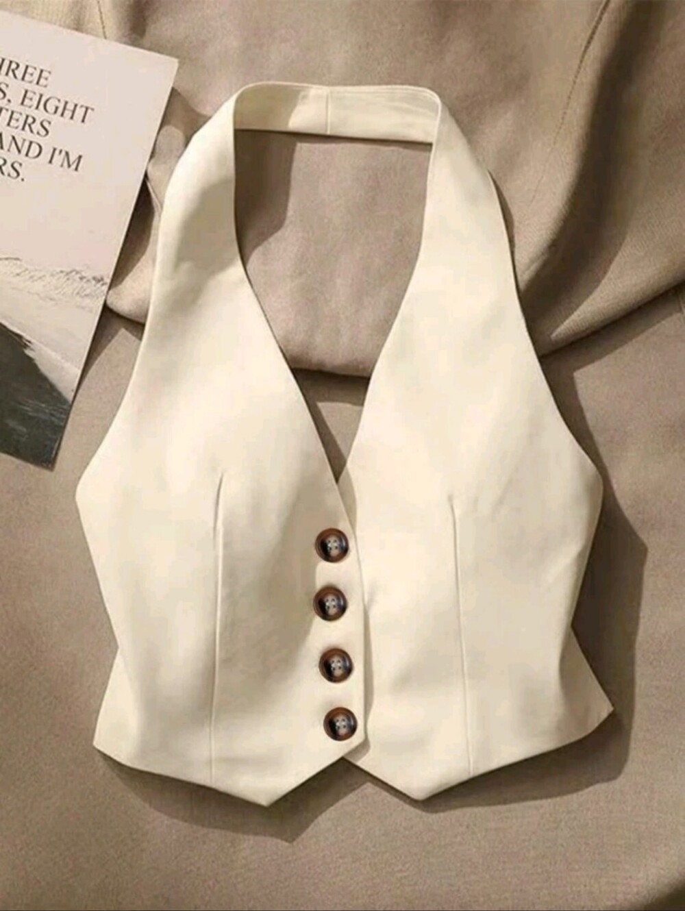 Cream Cropped Halter Top
